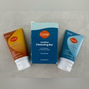 Lume Acidified Cleansing Bar  and two acidified body wash set